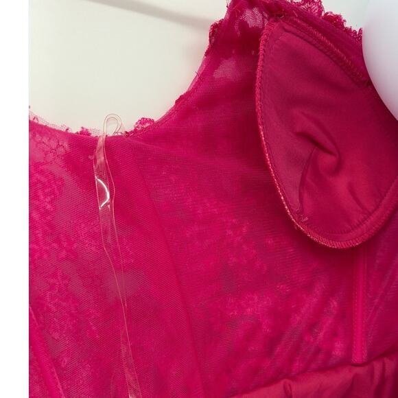 Stacees Lace Tulle Mini Dress Sz 2 Fairy Applique Party HOCO Prom Coquette Party - Picture 8 of 10